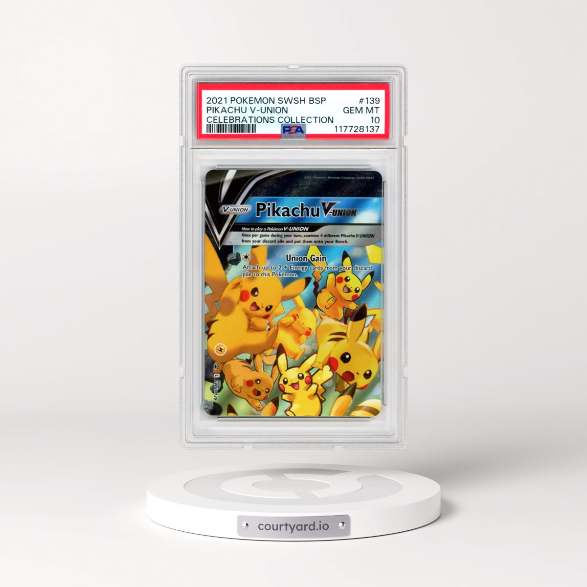 2021 Pokémon Swsh Black Star Promo #139 Pikachu V-Union - Celebrations Collection (PSA 10 GEM MINT)
