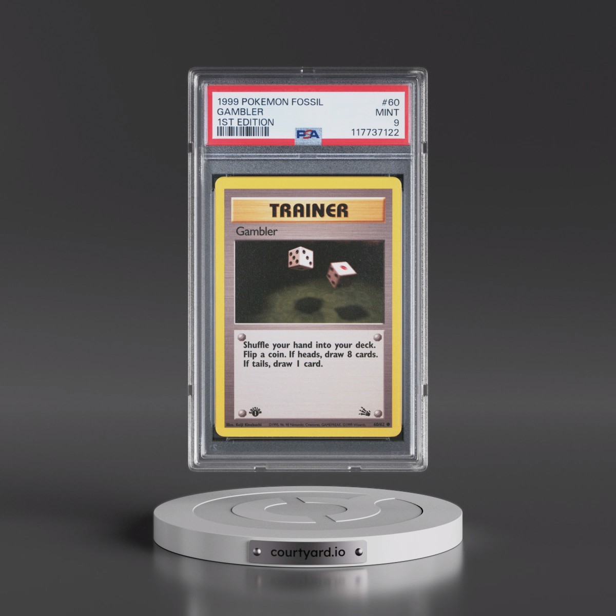 1999 Pokémon Fossil #60 Gambler - 1st Edition (PSA 9 MINT)
