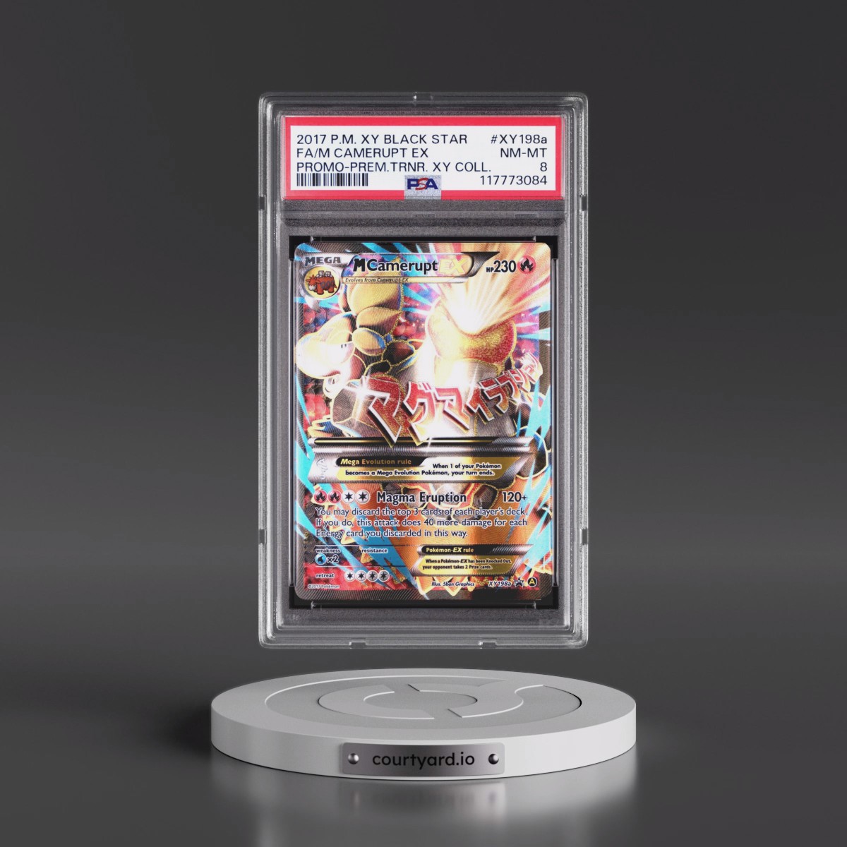 2017 Pokémon XY Black Star Promo #XY198a M Camerupt EX - Holo Full Art Premium Trainer XY Collection (PSA 8 NM-MT)