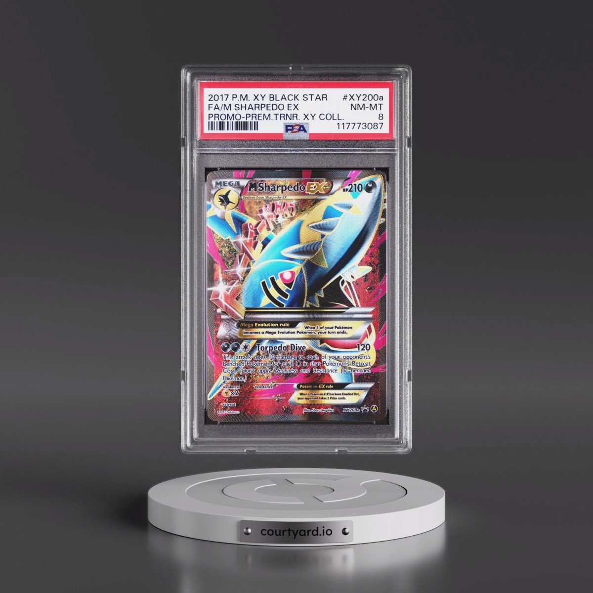 2017 Pokémon XY Black Star Promo #XY200a M Sharpedo EX - Holo Full Art Premium Trainer XY Collection (PSA 8 NM-MT)
