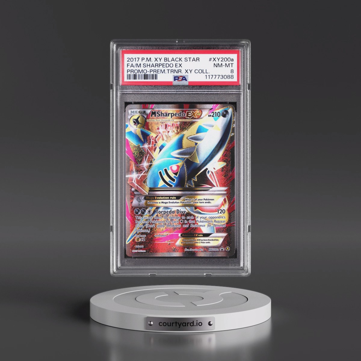 2017 Pokémon XY Black Star Promo #XY200a M Sharpedo EX - Holo Full Art Premium Trainer XY Collection (PSA 8 NM-MT)