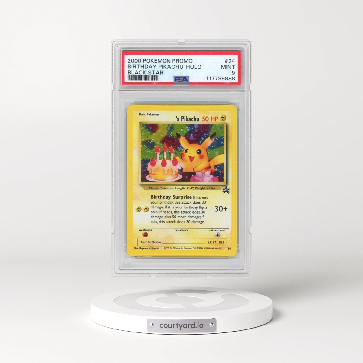 2000 Pokémon Promo Black Star #24 Birthday Pikachu - Holo (PSA 9 MINT)