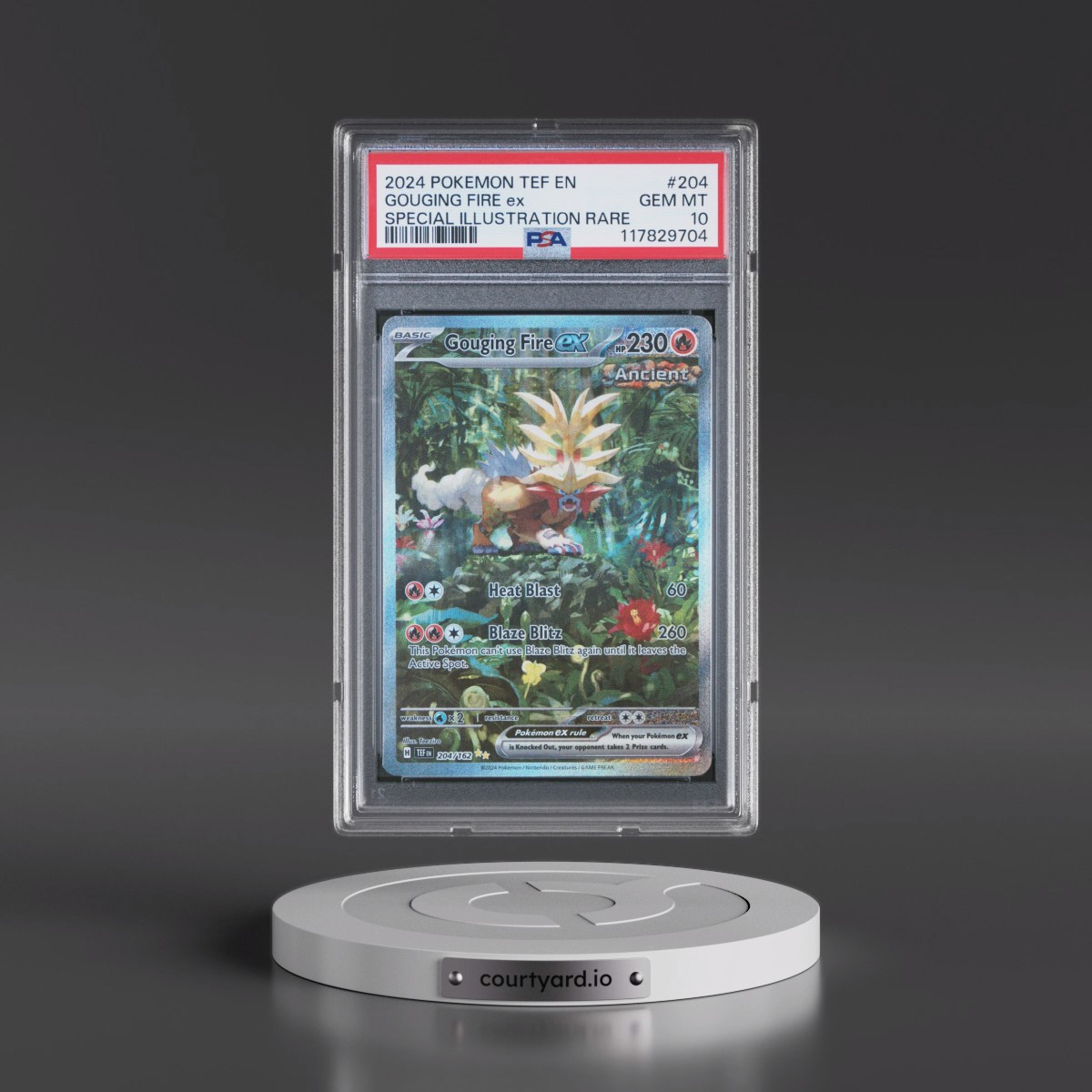 2024 Pokémon Tef EN-Temporal Forces #204 Gouging Fire EX - Holo Special Illustration Rare (PSA 10 GEM MINT)