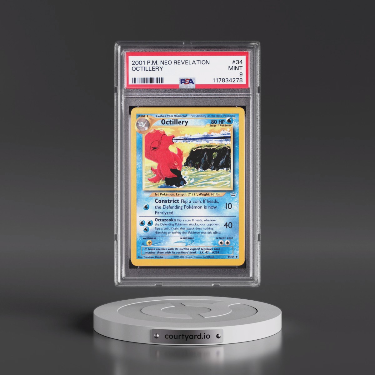 2001 Pokémon Neo Revelation #34 Octillery (PSA 9 MINT)