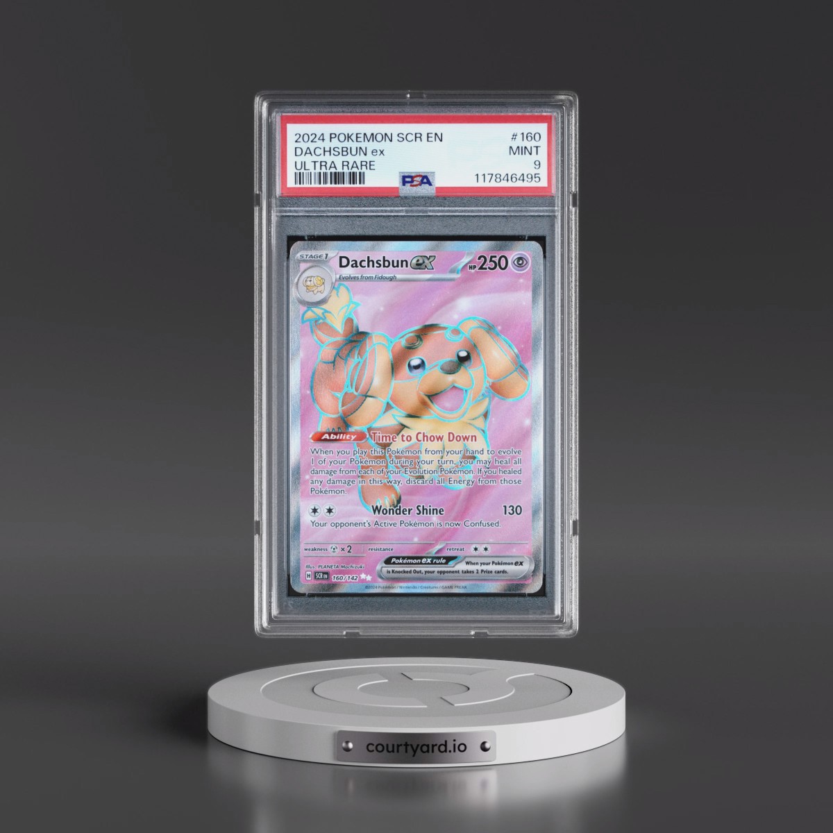 2024 Pokémon Scr EN-Stellar Crown #160 Dachsbun EX - Holo Ultra Rare (PSA 9 MINT)