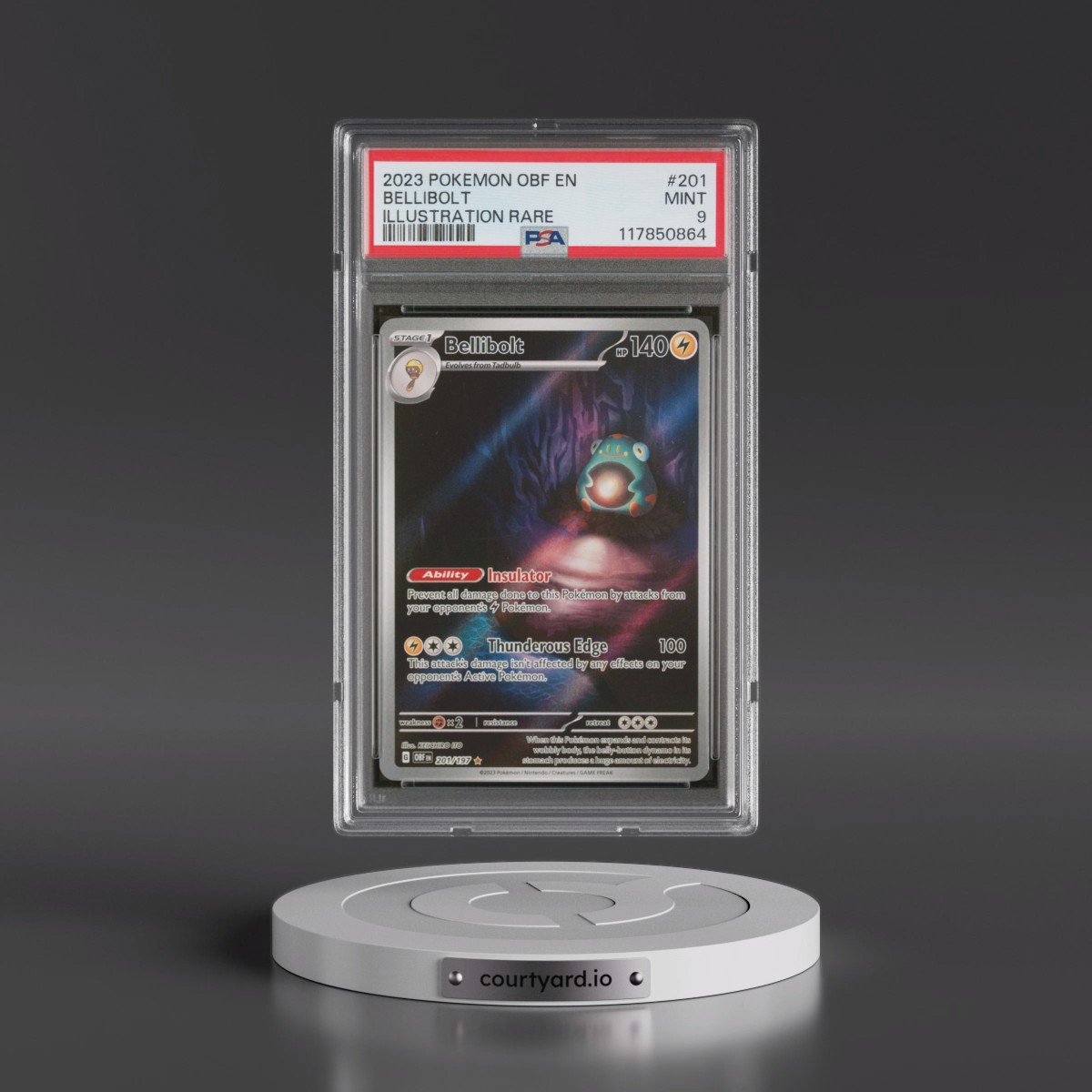 2023 Pokémon Obf EN-Obsidian Flames #201 Bellibolt - Illustration Rare (PSA 9 MINT)