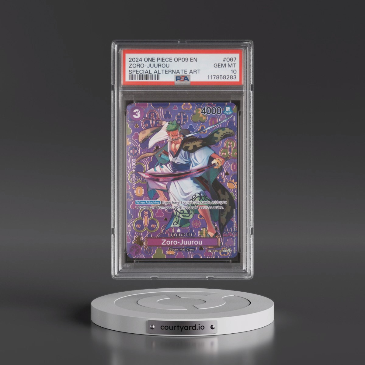 2024 One Piece OP09-Emperors in the New World #067 Zoro-Juurou - Special Alternate Art (PSA 10 GEM MINT)