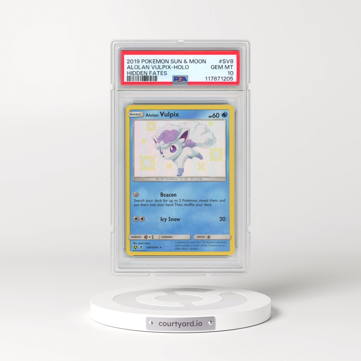 2019 Pokémon Sun & Moon Hidden Fates #SV8 Alolan Vulpix - Holo (PSA 10 GEM MINT)