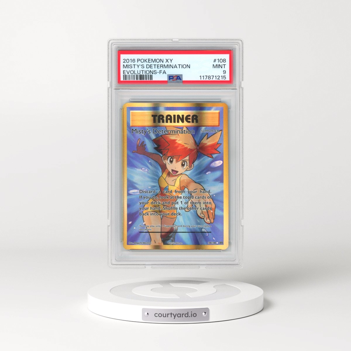 2016 Pokémon XY Evolutions #108 Misty's Determination - Full Art (PSA 9 MINT)