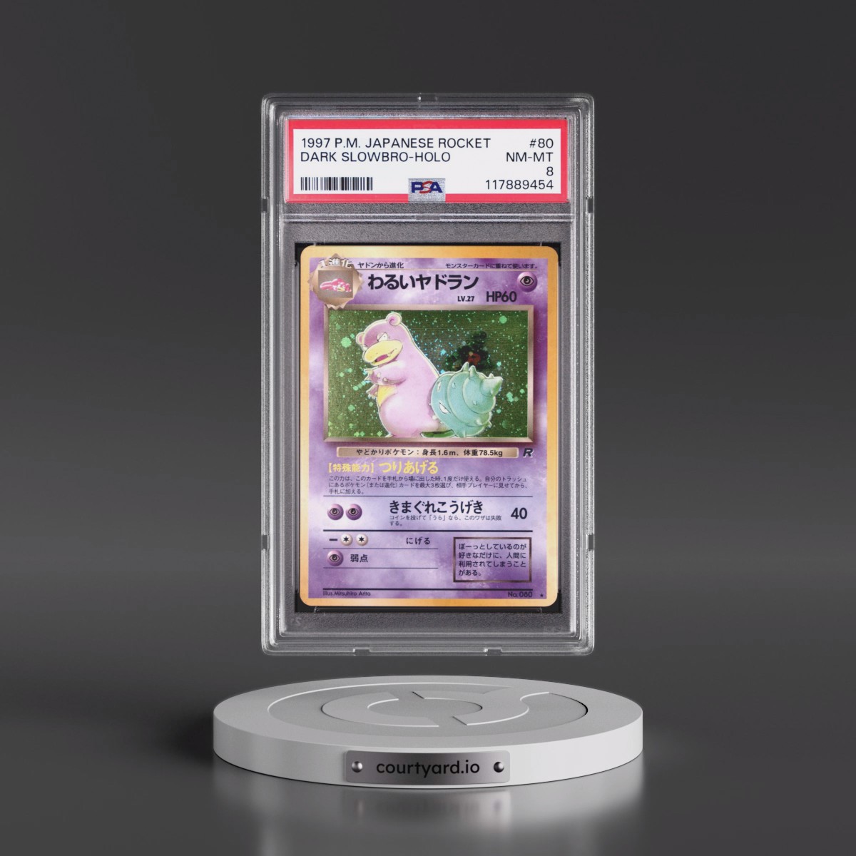 1997 Pokémon Rocket #80 Dark Slowbro - Holo (PSA 8 NM-MT)
