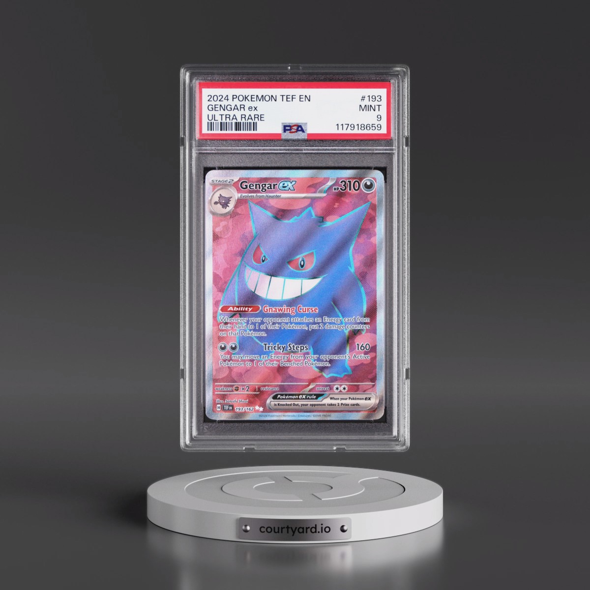 2024 Pokémon Tef EN-Temporal Forces #193 Gengar EX - Holo Ultra Rare (PSA 9 MINT)