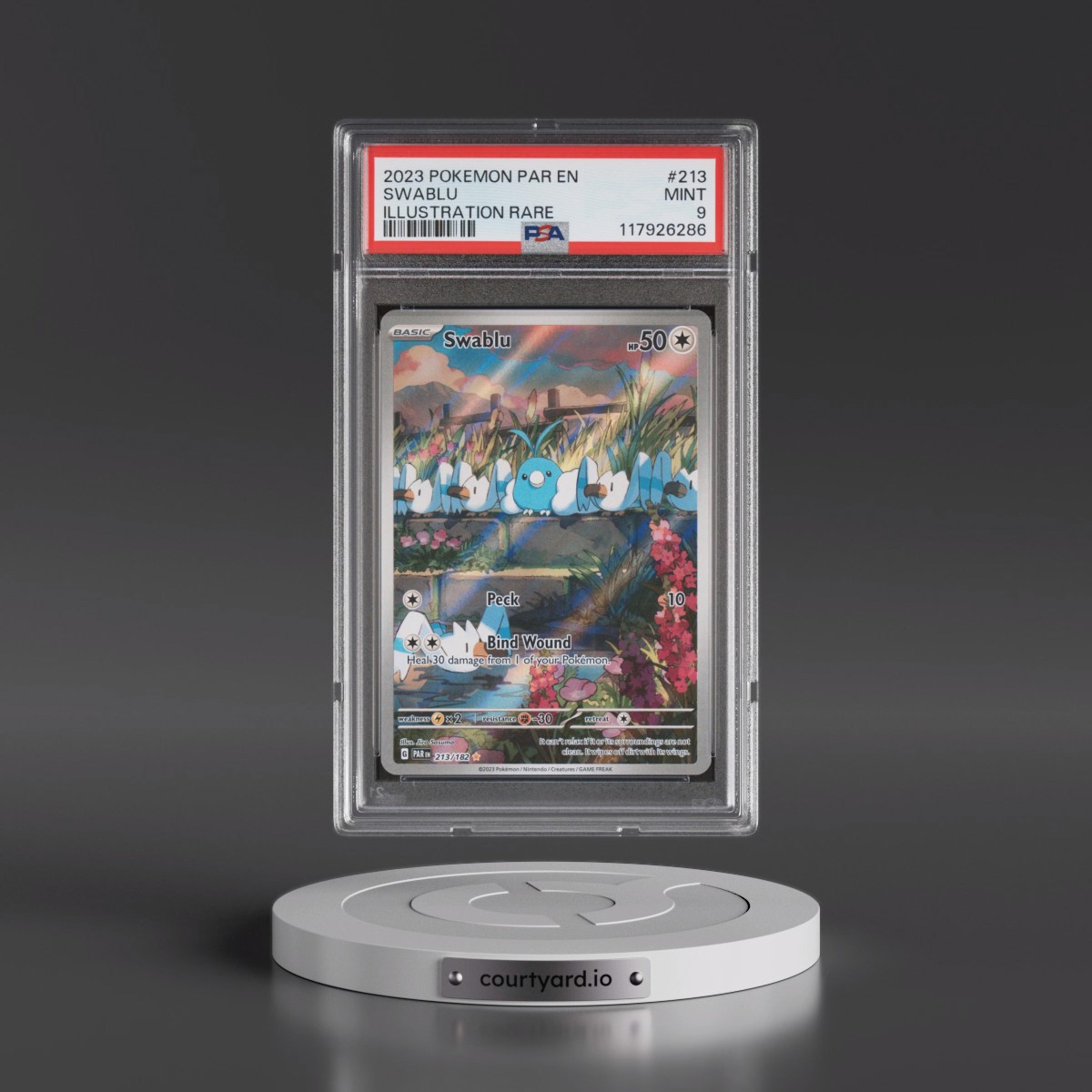 2023 Pokémon Par EN-Paradox Rift #213 Swablu - Illustration Rare (PSA 9 MINT)