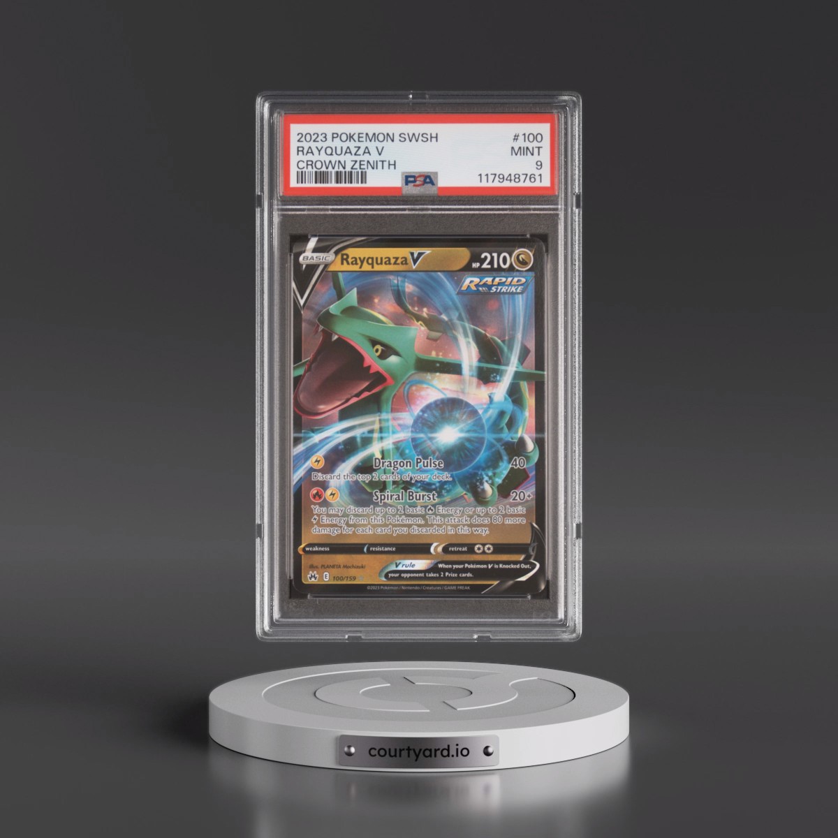 2023 Pokémon Sword and Shield Crown Zenith #100 Rayquaza V - Holo (PSA 9 MINT)
