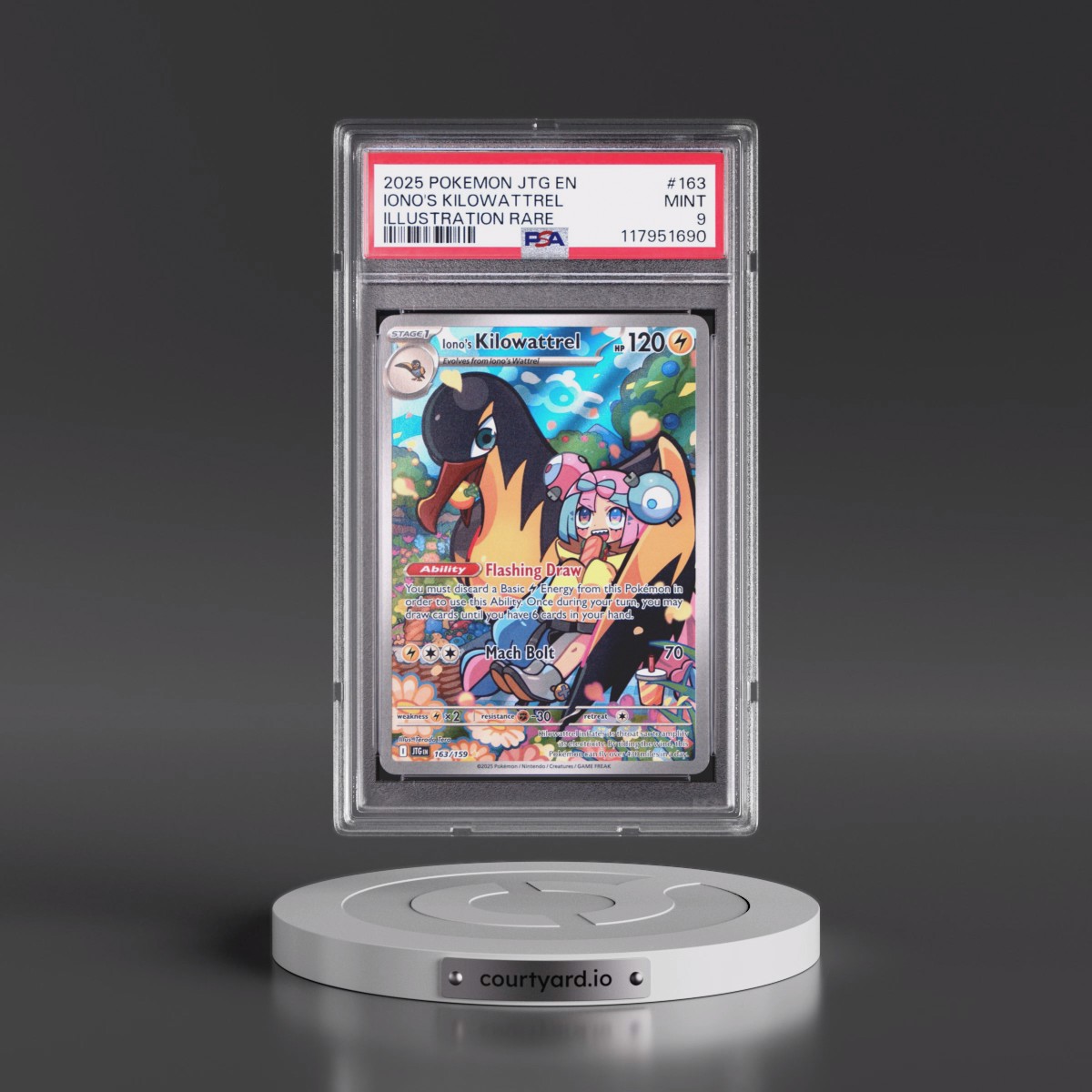 2025 Pokémon Jtg EN-Journey Together #163 Iono's Kilowattrel - Illustration Rare (PSA 9 MINT)