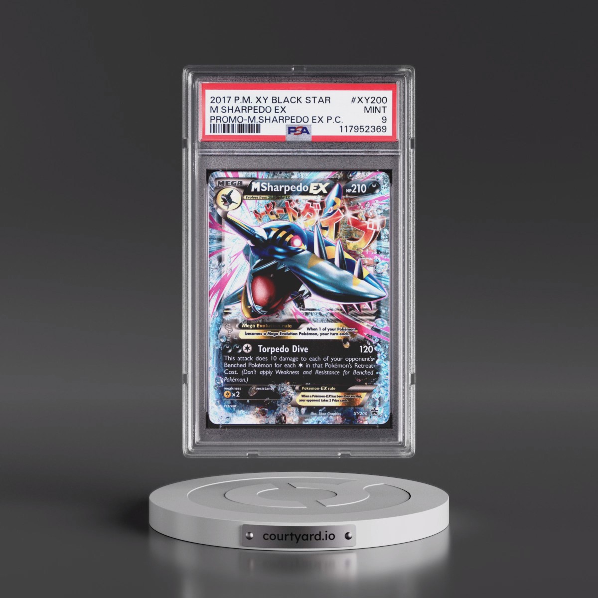 2017 Pokémon XY Black Star Promo #XY200 M Sharpedo EX - Holo Mega Sharpedo EX Premium Collection (PSA 9 MINT)
