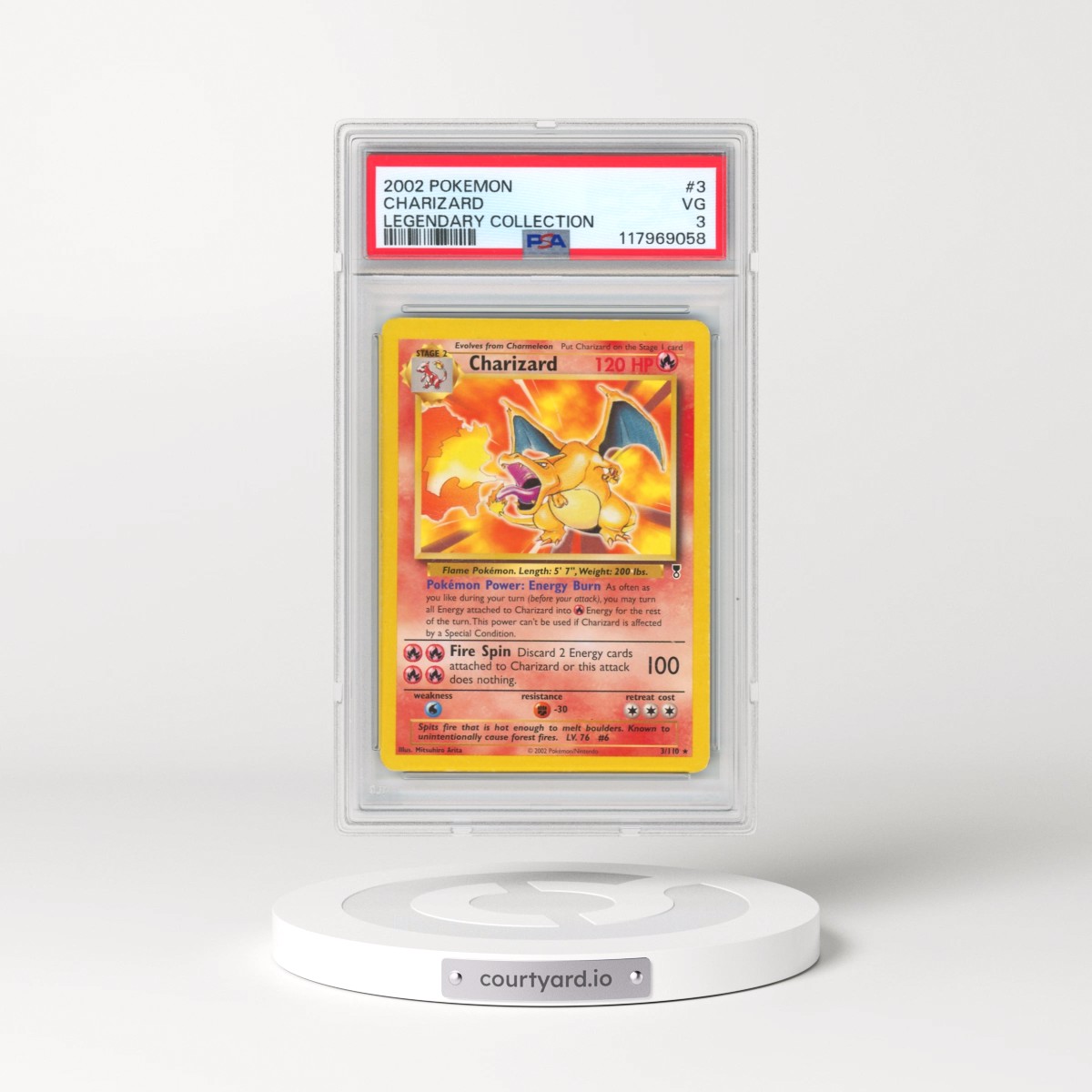 2002 Pokémon Legendary Collection #3 Charizard (PSA 3 VG)