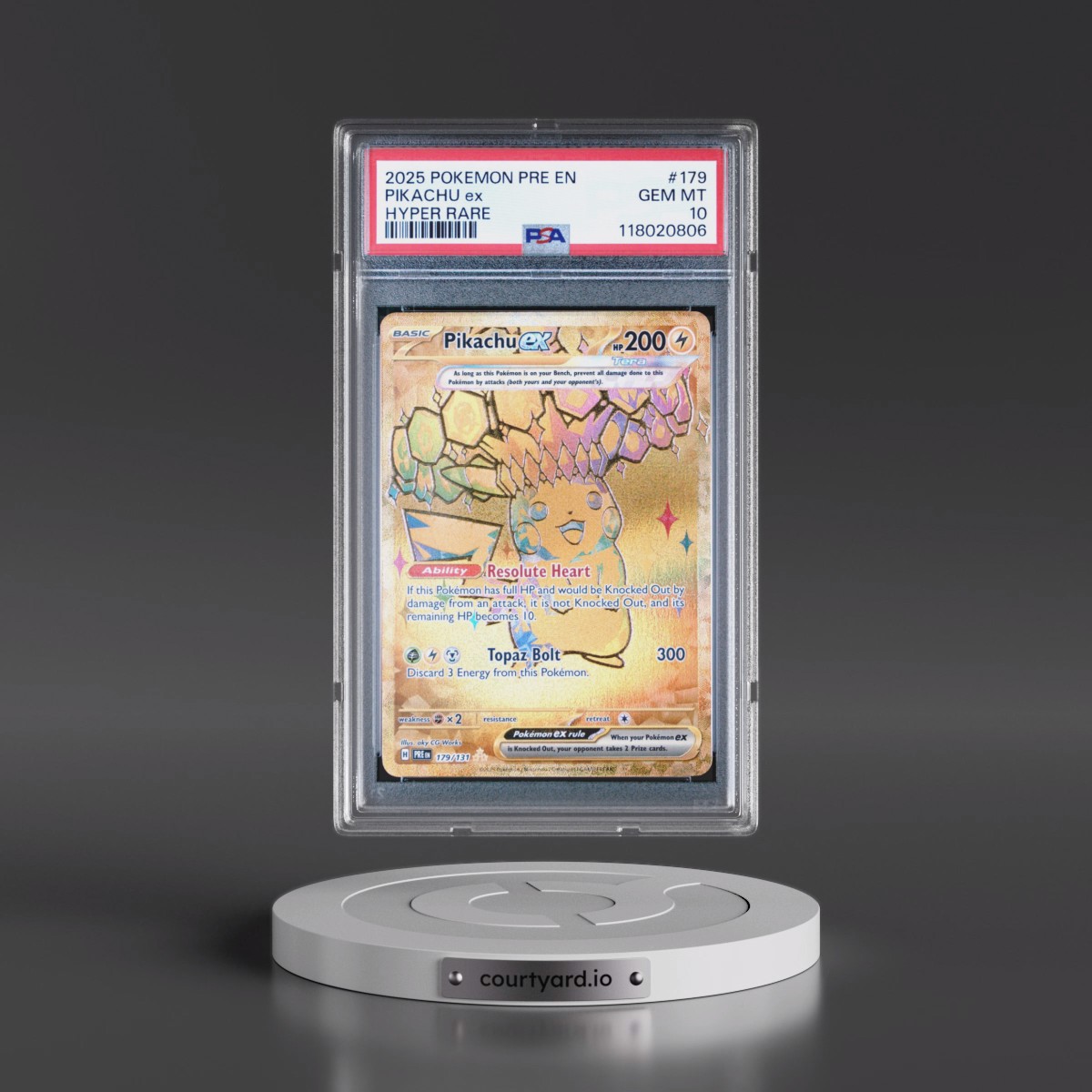 2025 Pokémon Pre EN-Prismatic Evolutions #179 Pikachu EX - Holo Hyper Rare (PSA 10 GEM MINT)