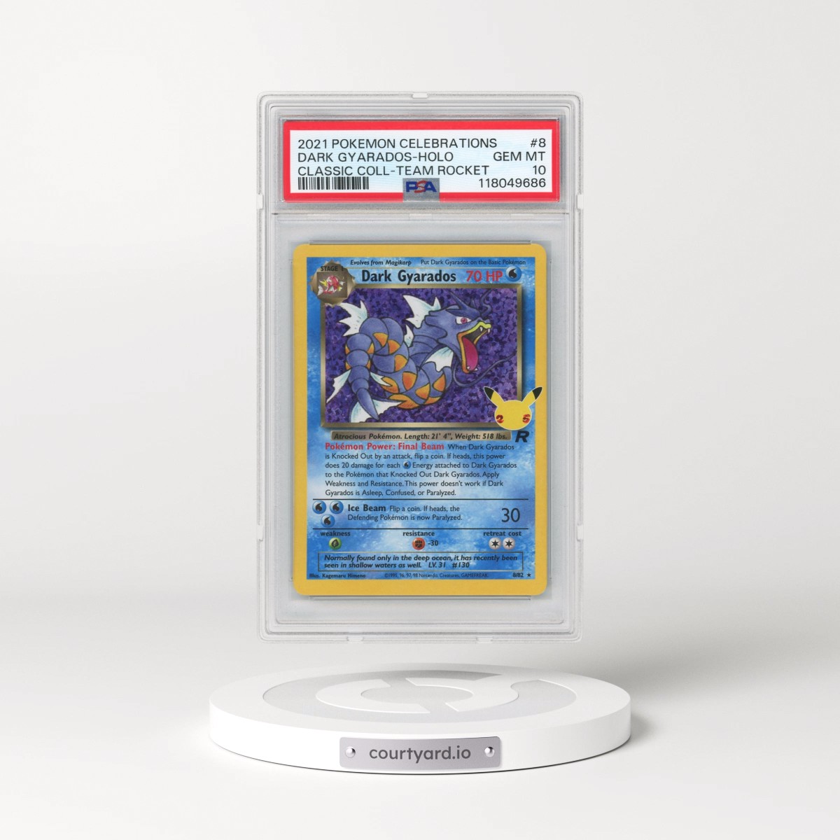 2021 Pokémon Celebrations Classic Collection #8 Dark Gyarados - Holo (PSA 10 GEM MINT)