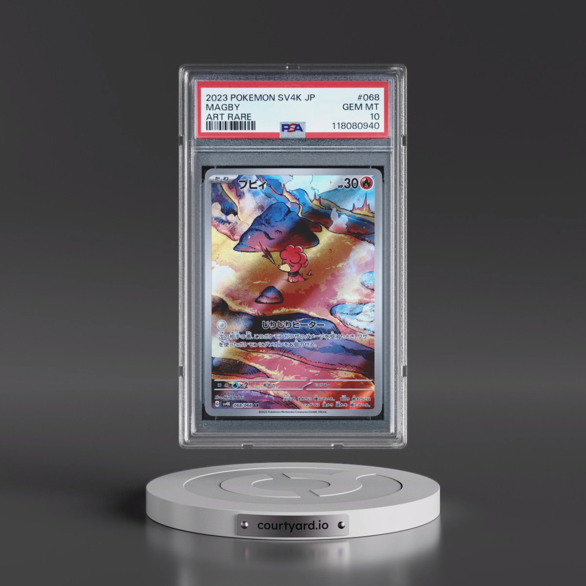2023 Pokémon Sv4k-Ancient Roar #068 Magby - Art Rare (PSA 10 GEM MINT)