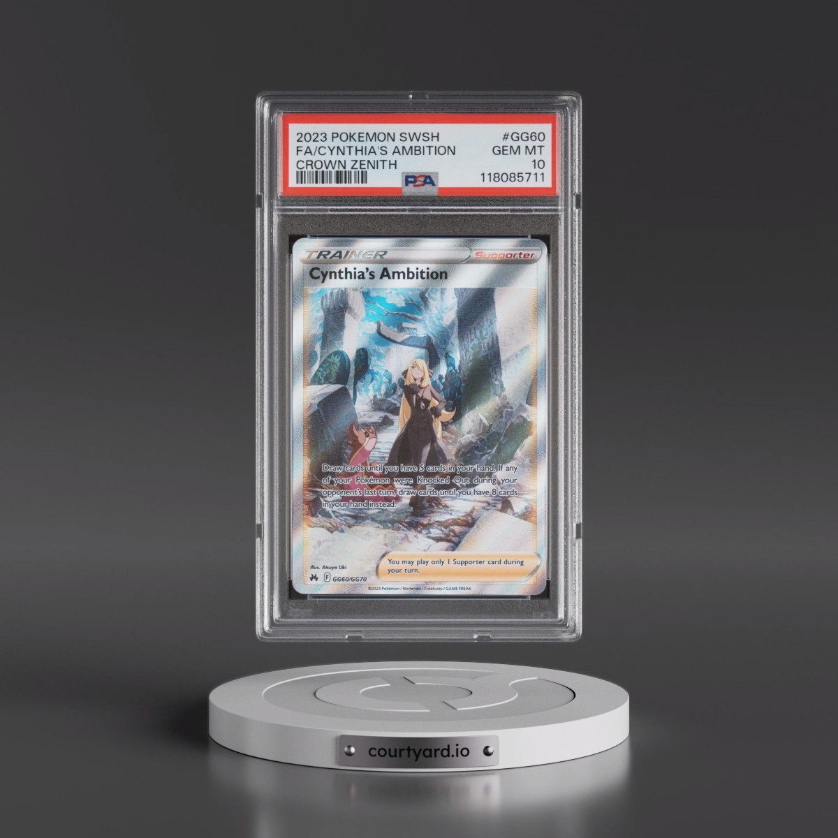 2023 Pokémon Sword and Shield Crown Zenith #GG60 Cynthia's Ambition - Full Art (PSA 10 GEM MINT)