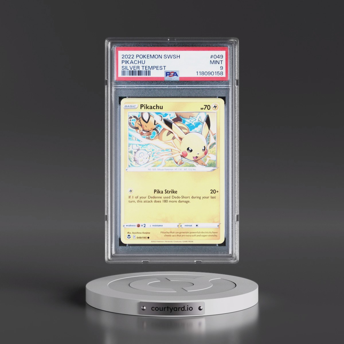 2022 Pokémon Sword & Shield Silver Tempest #049 Pikachu (PSA 9 MINT)