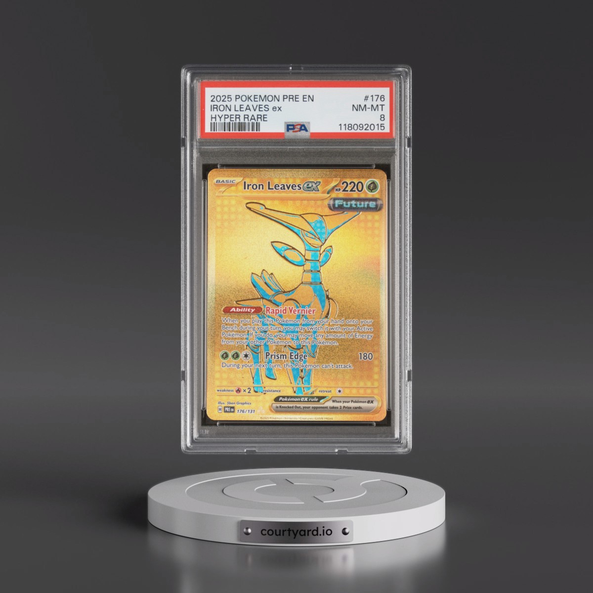 2025 Pokémon Pre EN-Prismatic Evolutions #176 Iron Leaves EX - Holo Hyper Rare (PSA 8 NM-MT)