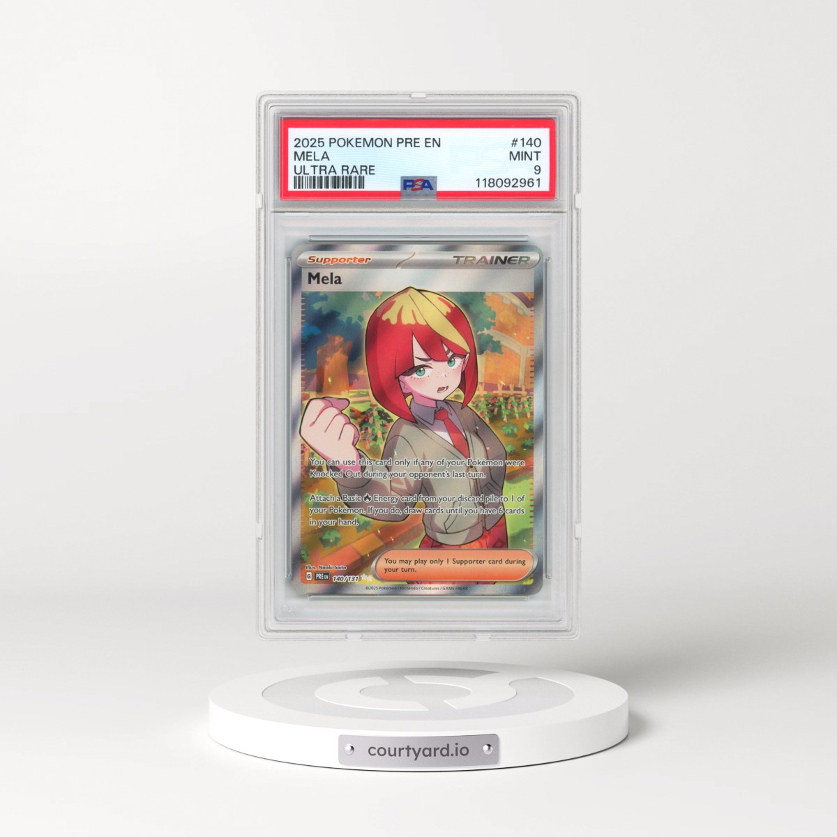 2025 Pokémon Pre EN-Prismatic Evolutions #140 Mela - Ultra Rare (PSA 9 MINT)