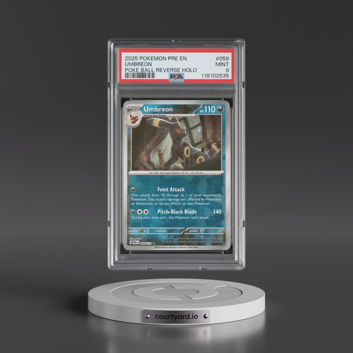 2025 Pokémon Pre EN-Prismatic Evolutions #059 Umbreon - Reverse Holo Poke Ball (PSA 9 MINT)