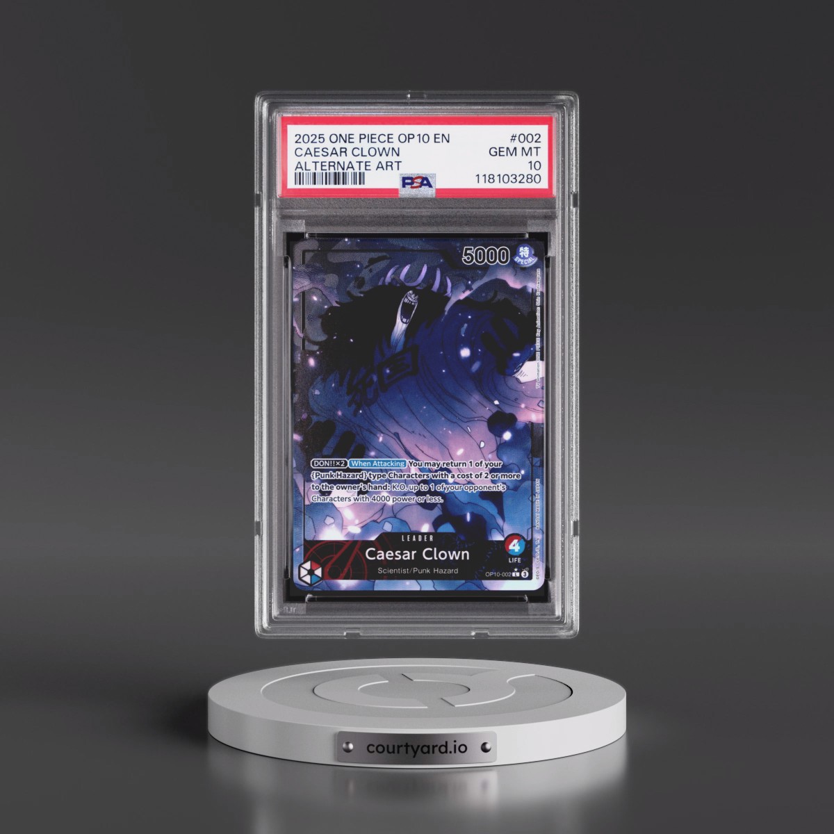 2025 One Piece OP10-Royal Blood #002 Caesar Clown - Alternate Art (PSA 10 GEM MINT)