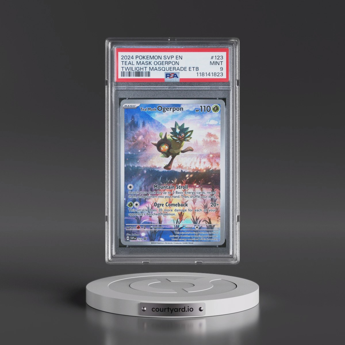 2024 Pokémon Svp EN-SV Black Star Promo #123 Teal Mask Ogerpon - Twilight Masquerade Elite Trainer Box (PSA 9 MINT)