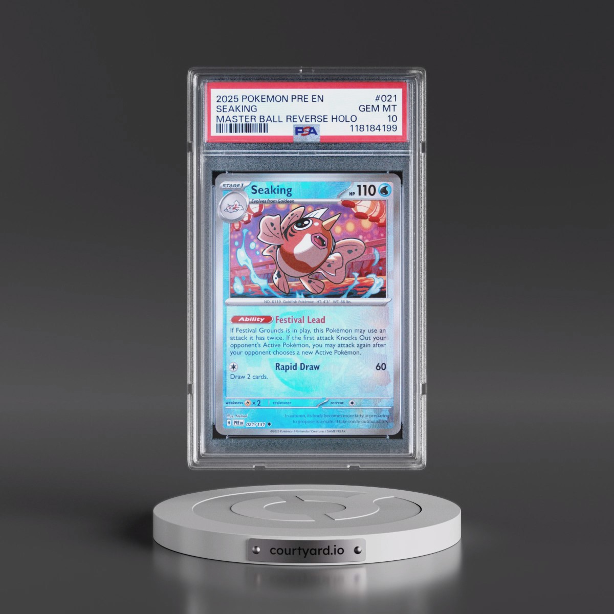 2025 Pokémon Pre EN-Prismatic Evolutions #021 Seaking - Reverse Holo Master Ball (PSA 10 GEM MINT)