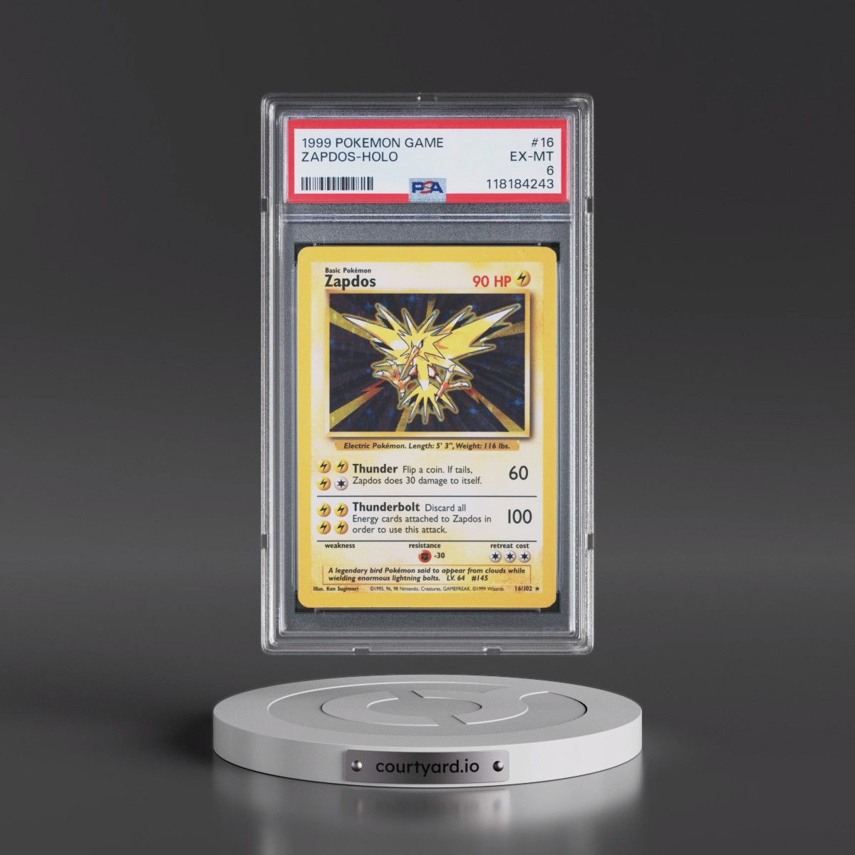 1999 Pokémon Game #16 Zapdos - Holo (PSA 6 EX-MT)