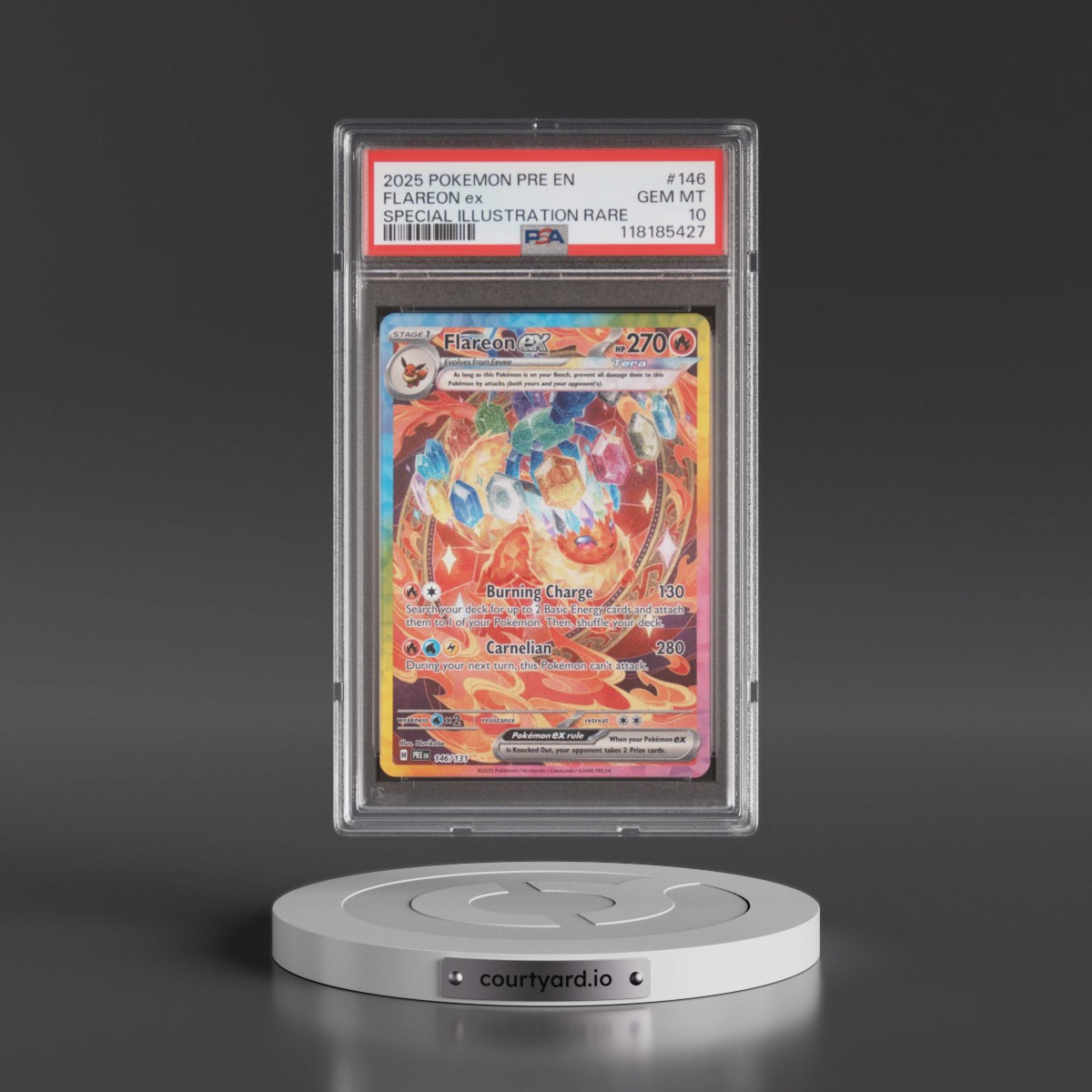 2025 Pokémon Pre EN-Prismatic Evolutions #146 Flareon EX - Holo Special Illustration Rare (PSA 10 GEM MINT)
