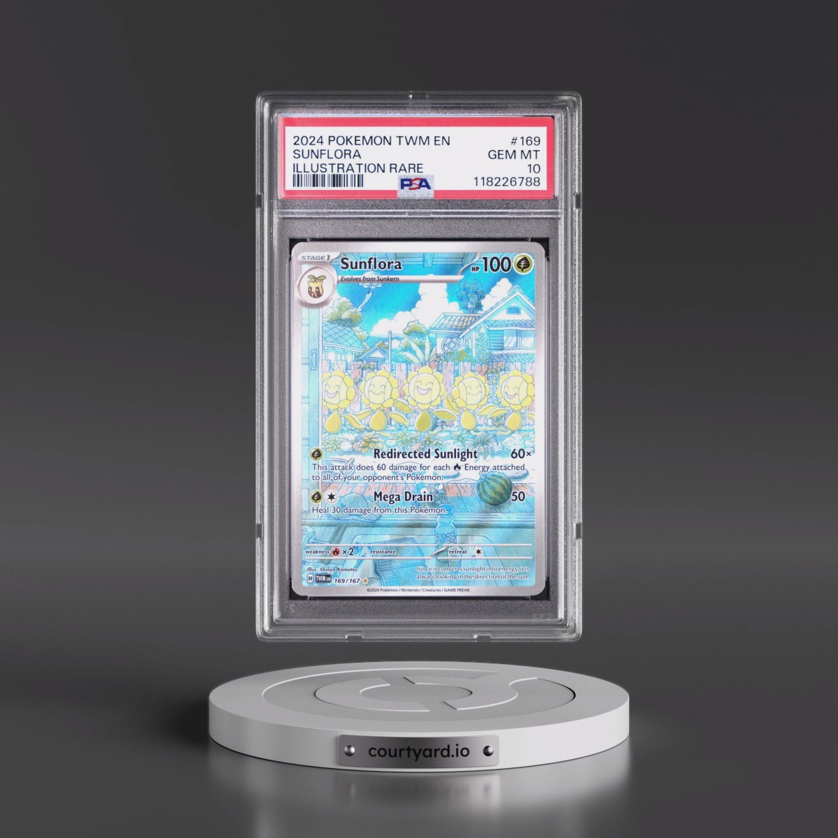 2024 Pokémon Twm EN-Twilight Masquerade #169 Sunflora - Illustration Rare (PSA 10 GEM MINT)