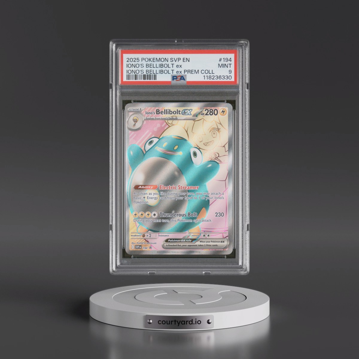 2025 Pokémon Svp EN-SV Black Star Promo #194 Iono's Bellibolt EX - Holo Iono's Bellibolt EX Premium Collection (PSA 9 MINT)