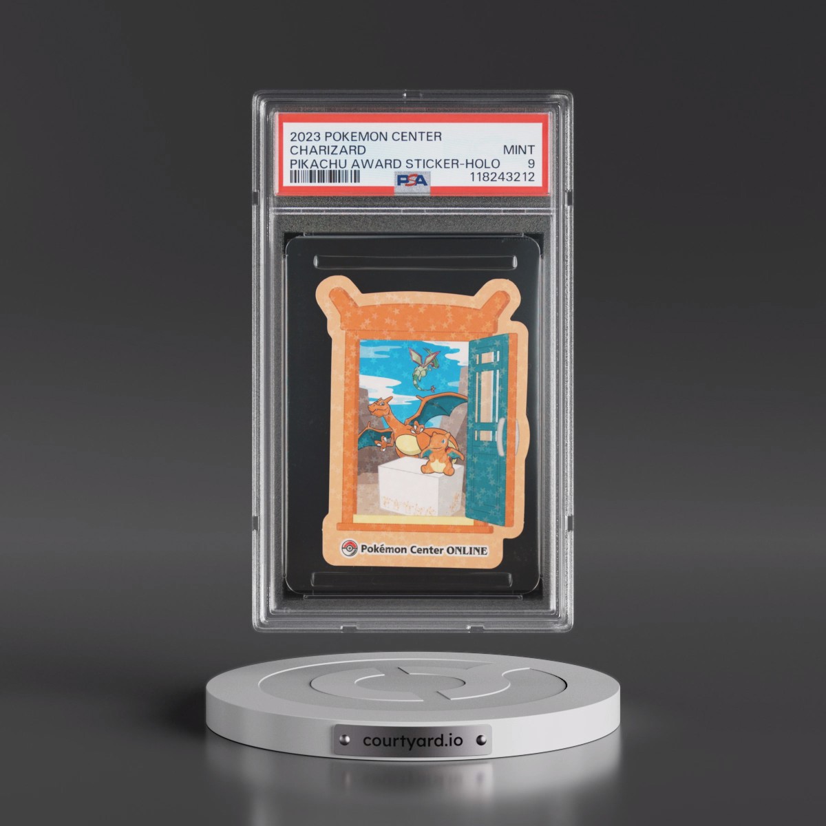 2023 Pokémon Center Pikachu Award Delivery! Sticker Charizard - Holo (PSA 9 MINT)