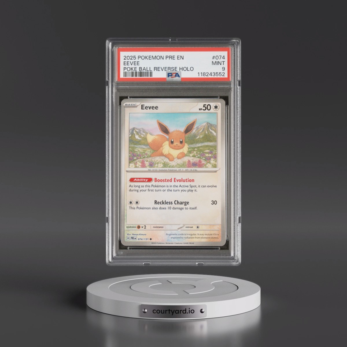 2025 Pokémon Pre EN-Prismatic Evolutions #074 Eevee - Reverse Holo Poke Ball (PSA 9 MINT)
