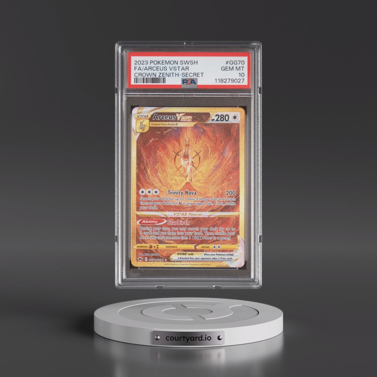 2023 Pokémon Sword and Shield Crown Zenith #GG70 Arceus Vstar - Full Art Secret (PSA 10 GEM MINT)
