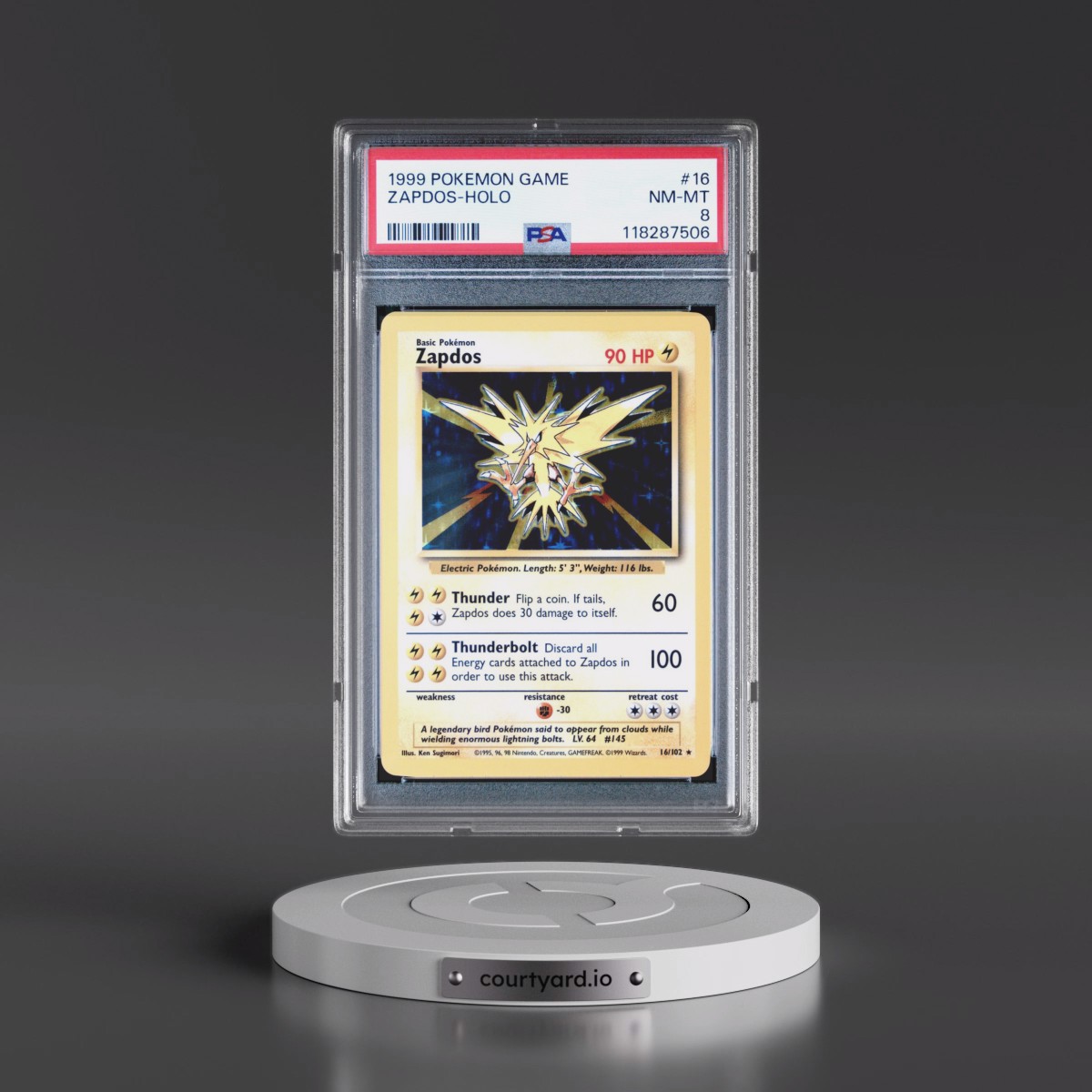 1999 Pokémon Game #16 Zapdos - Holo (PSA 8 NM-MT)