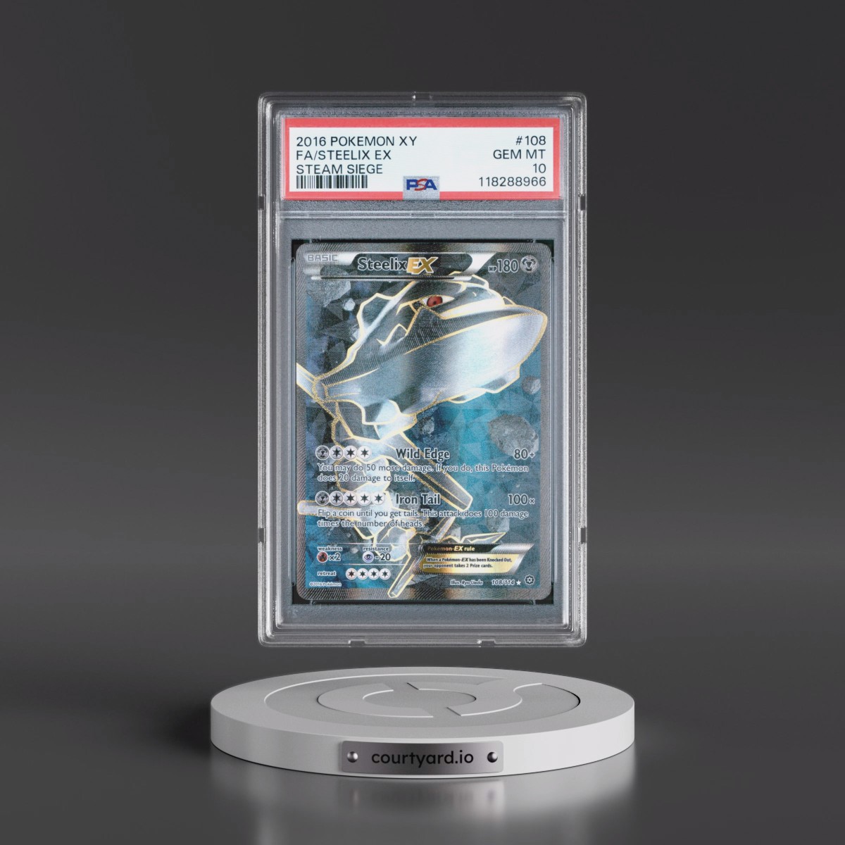 2016 Pokémon XY Steam Siege #108 Steelix EX - Holo Full Art (PSA 10 GEM MINT)