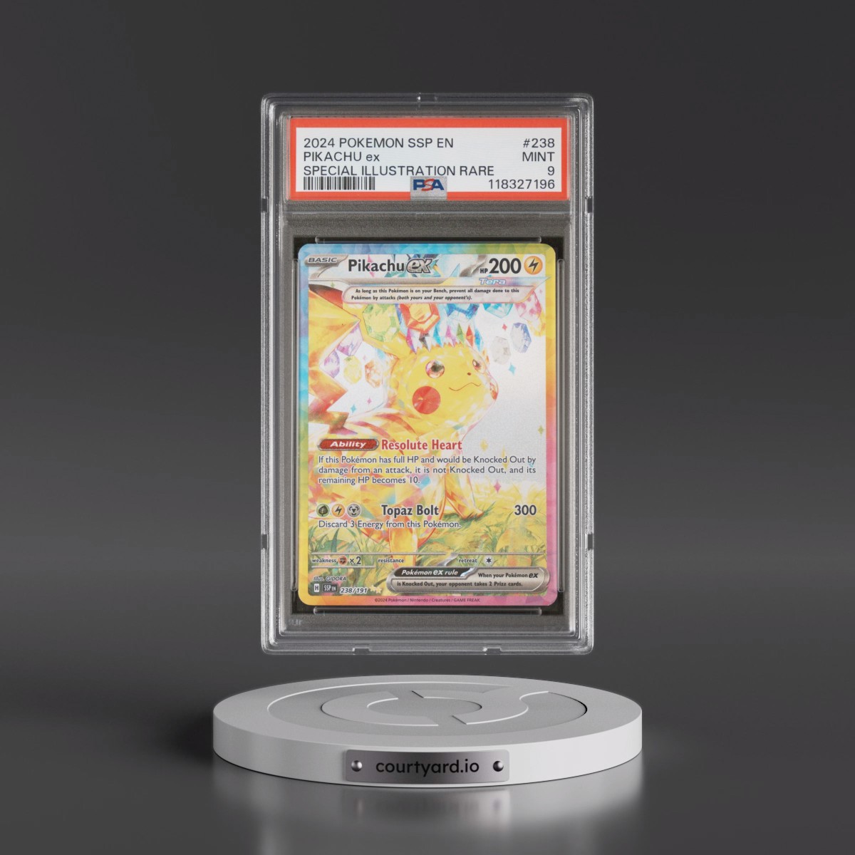 2024 Pokémon Ssp EN-Surging Sparks #238 Pikachu EX - Holo Special Illustration Rare (PSA 9 MINT)
