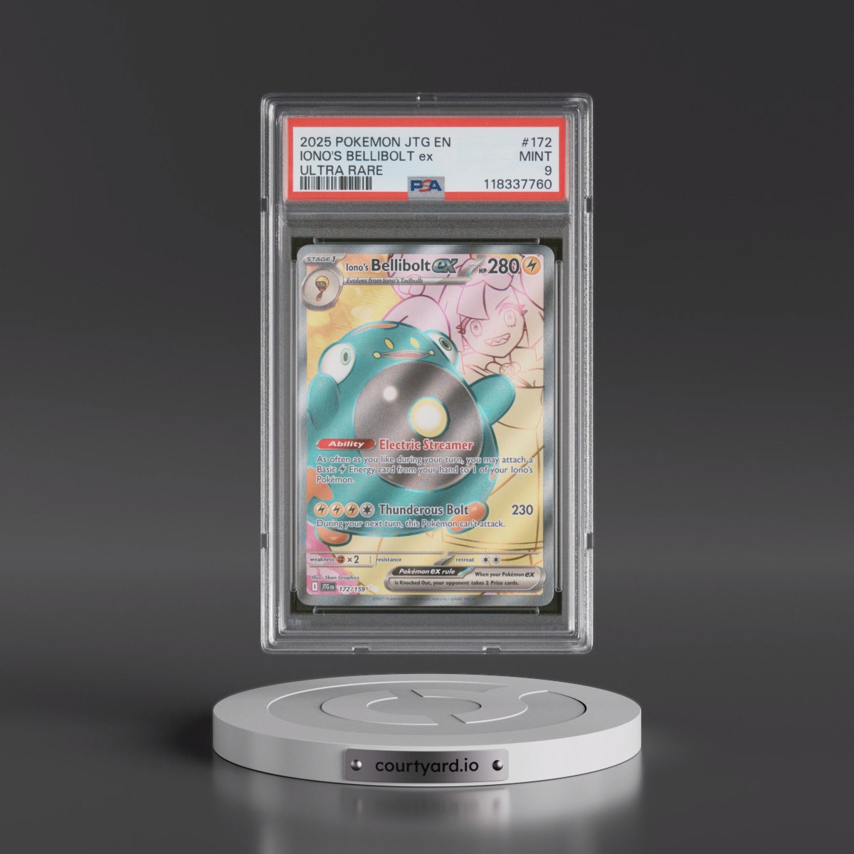 2025 Pokémon Jtg EN-Journey Together #172 Iono's Bellibolt EX - Holo Ultra Rare (PSA 9 MINT)