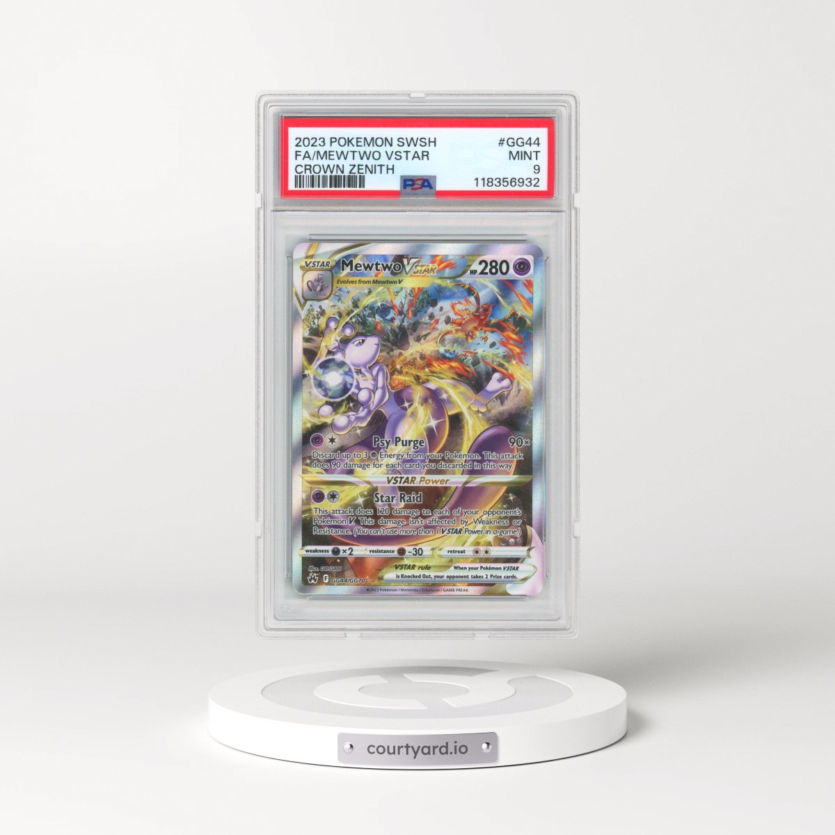 2023 Pokémon Sword and Shield Crown Zenith #GG44 Mewtwo Vstar - Full Art (PSA 9 MINT)