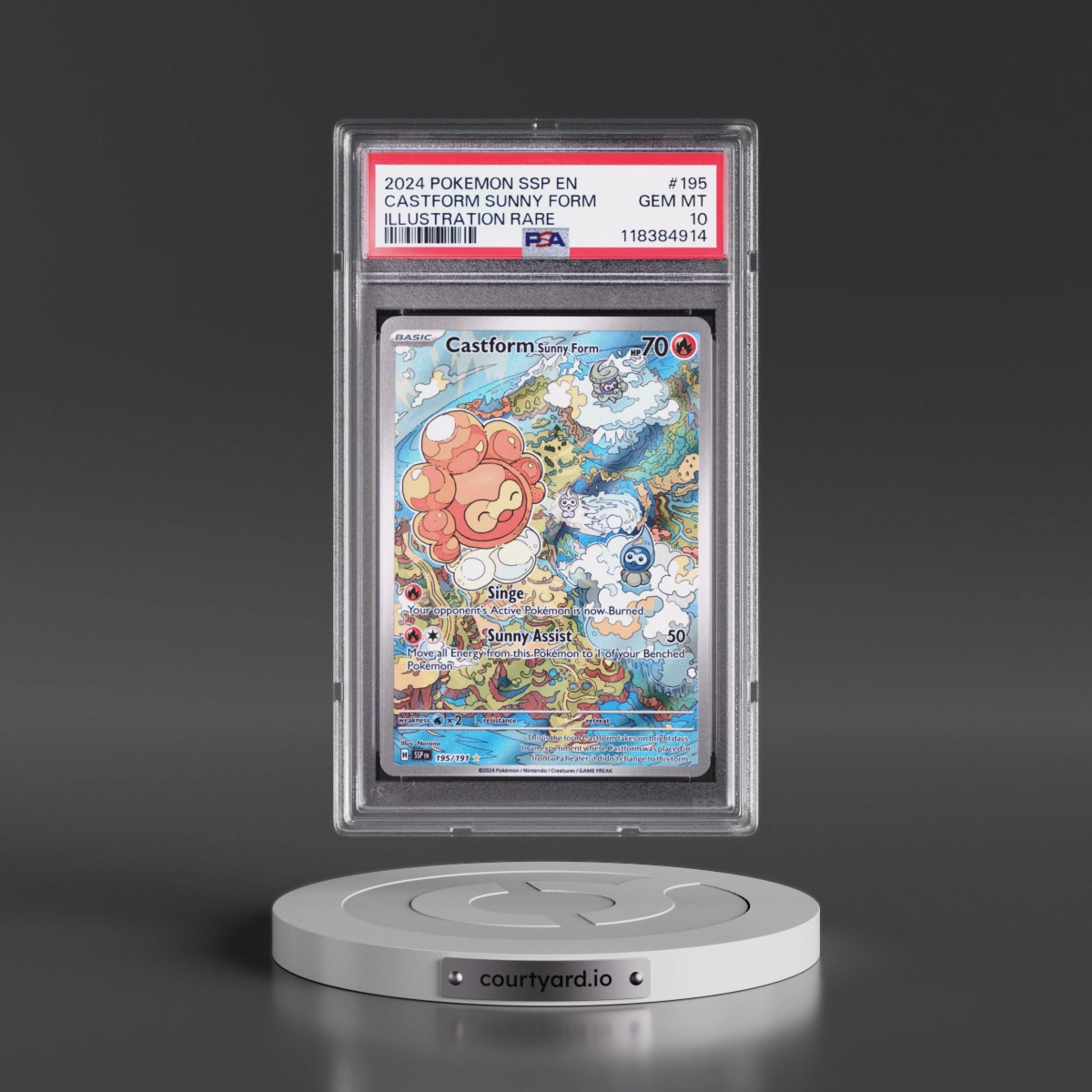 2024 Pokémon Ssp EN-Surging Sparks #195 Castform Sunny Form - Illustration Rare (PSA 10 GEM MINT)