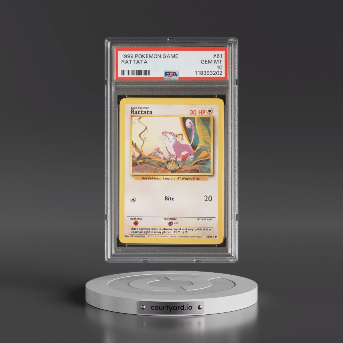 1999 Pokémon Game #61 Rattata (PSA 10 GEM MINT)