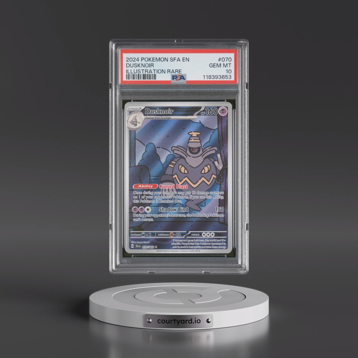 2024 Pokémon Sfa EN-Shrouded Fable #070 Dusknoir - Illustration Rare (PSA 10 GEM MINT)