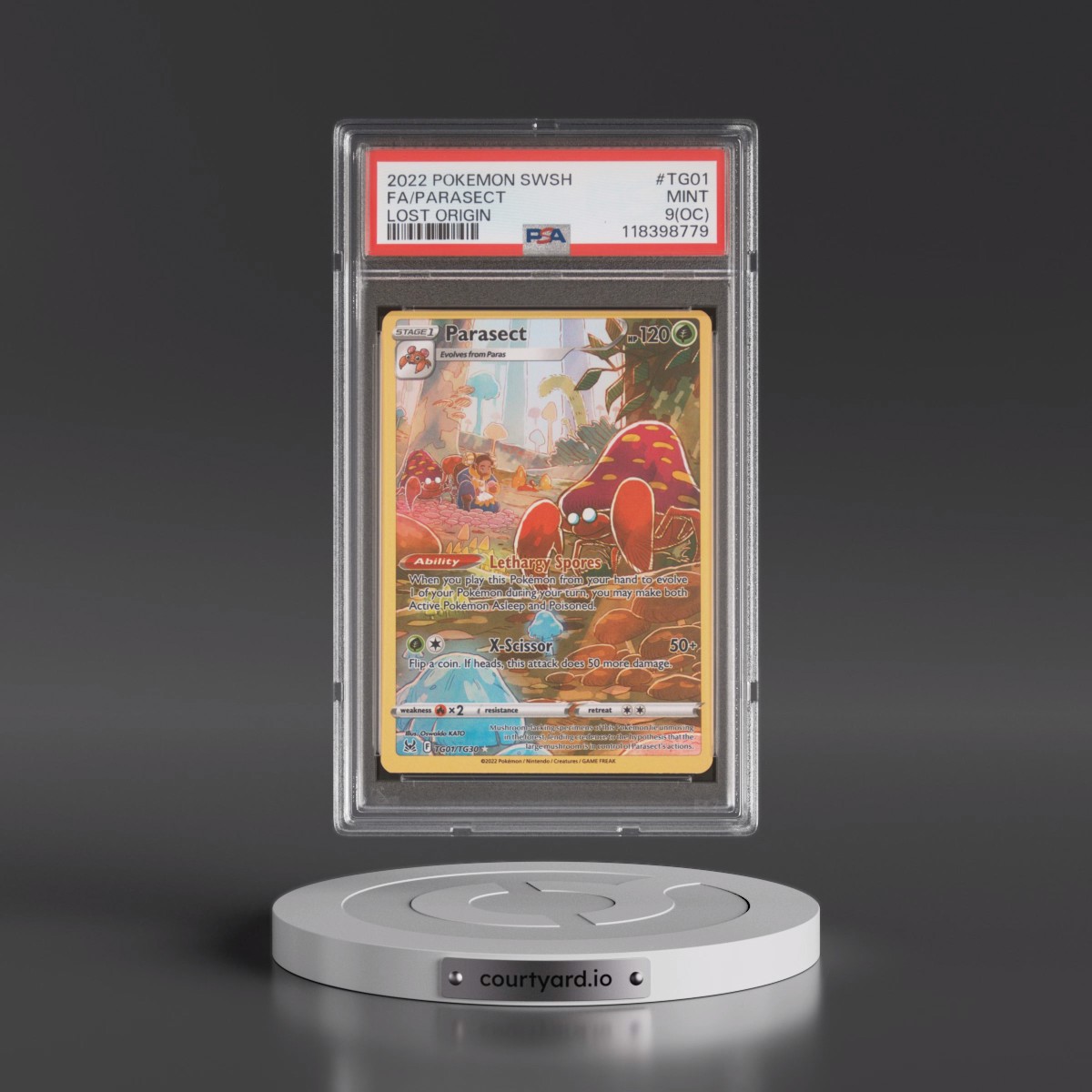 2022 Pokémon Sword & Shield Lost Origin #TG01 Parasect - Full Art (PSA 9 MINT)
