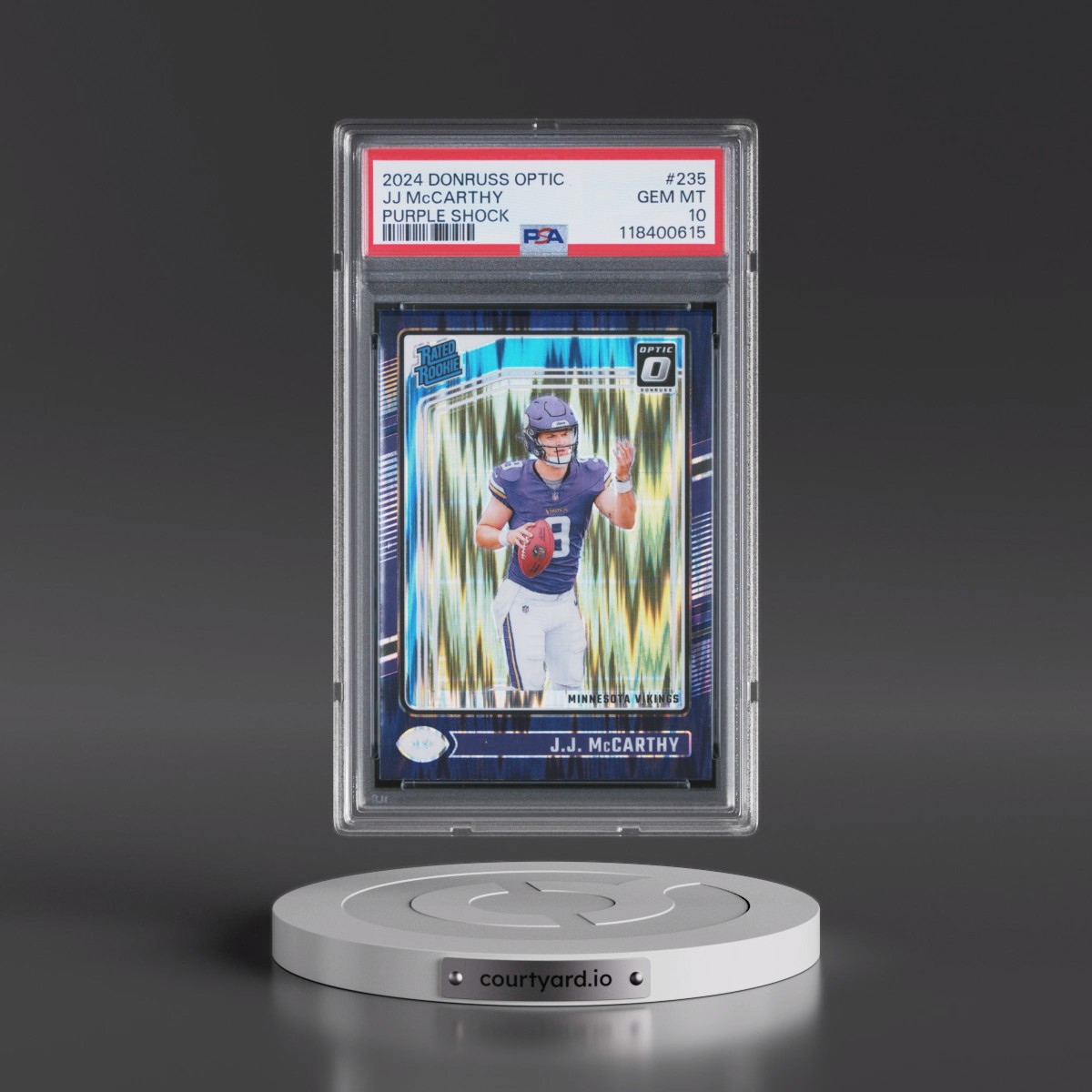 2024 Panini Donruss Optic JJ McCarthy - Purple Shock #235 PSA 10