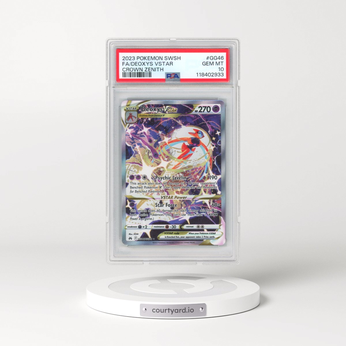 2023 Pokémon Sword and Shield Crown Zenith #GG46 Deoxys Vstar - Full Art (PSA 10 GEM MINT)