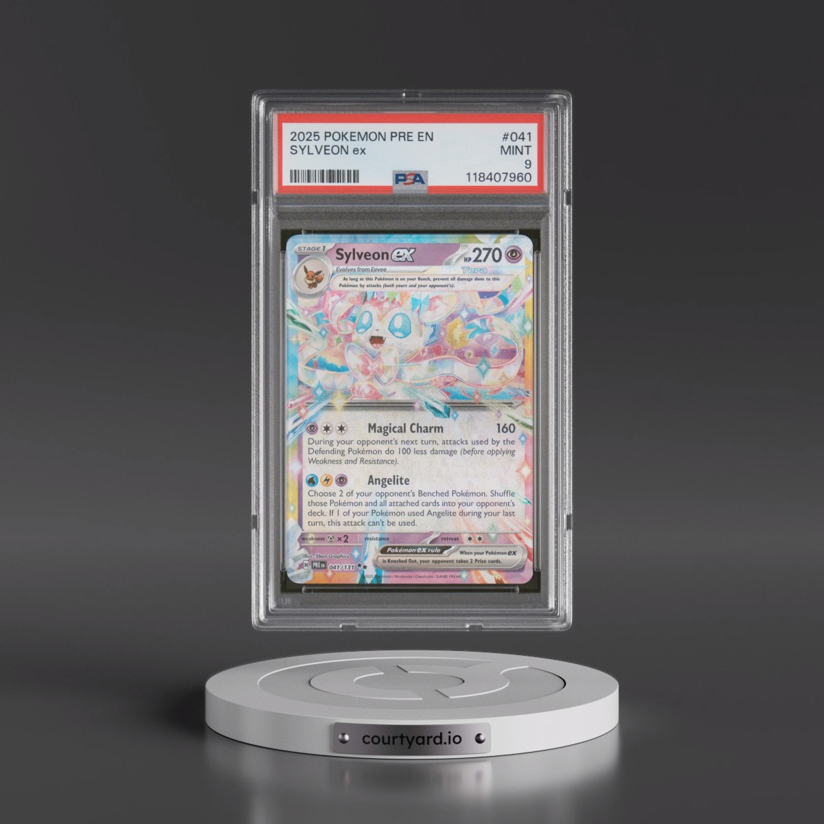 2025 Pokémon Pre EN-Prismatic Evolutions #041 Sylveon EX - Holo (PSA 9 MINT)